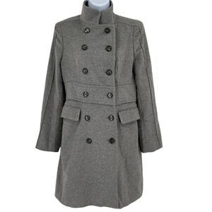 Zara Double Breasted Wool Blend High Collar Pea Coat Small